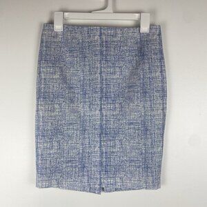 Katherine Barclay Montreal Women's Patterned Pencil Skirt Size 2 Blue White